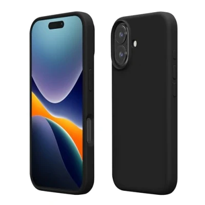 Afbeelding van kwmobile telefoonhoesje geschikt voor Apple iPhone 16 Plus Hoesje met siliconen coating Smartphone case in zwart