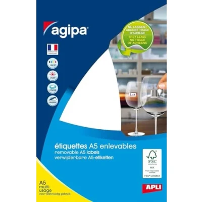 Afbeelding van AGIPA Etui A5 (10F) met 1120 multifunctionele etiketten, afneembaar, 12 x 18,3 mm, wit