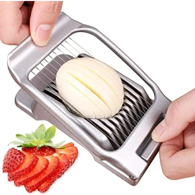 Afbeelding van Eiersnijder van roestvrij staal, eierscheider, eiersnijder, aardappelsnijder, eierharp, aardbei, eierschraper, mozzarella, eiersnijgereedschap, vaatwasmachinebestendig