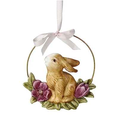 Afbeelding van Goebel Pasen Decoratief beeld / figuur Haas hangend ornament Jaarhaas 2024 Porselein 10cm Paashaas