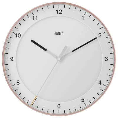 Afbeelding van Braun BC17PW Wandklok Analoog Kunststof Quartz Sweep movement Rosékleurig Wit Ø30cm