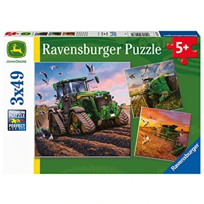 Afbeelding van Ravensburger puzzel John Deere in aktie Drie puzzels 49 stukjes kinderpuzzel