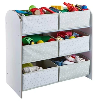 Afbeelding van White Kids Bedroom Toy Storage Unit with 6 Bins (471GWH01EM)