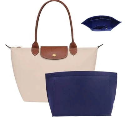 Afbeelding van UMIUP handtas organizer met meerdere vakken, opvouwbare voor lang veld (donkerblauw, medium)