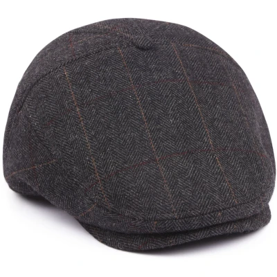 Afbeelding van Barts Herringbone Surr Cap Wolmix Charcoal maat M Heren Platte petten Suitable Herenkleding