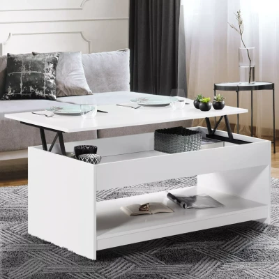 Afbeelding van Table basse plateau relevable SOA bois blanc