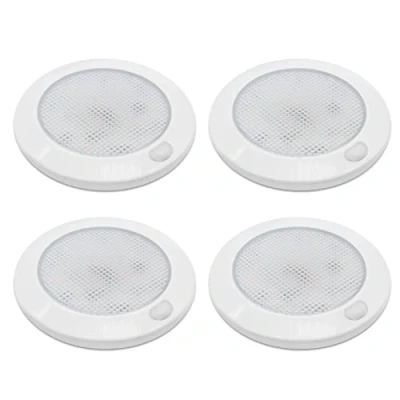 Afbeelding van Dream lighting Set van 4 12 V dimbare ledlampen voor camper, caravan, boot, platte plafondlamp met geheugenfunctie, IP44, 7,6 cm, warmwit