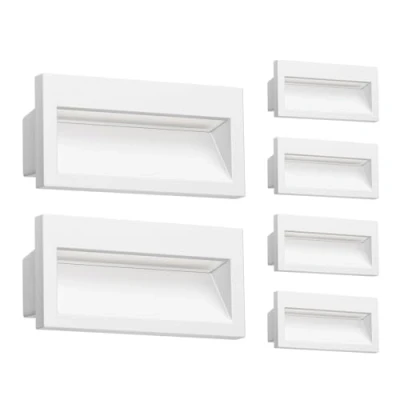 Afbeelding van ledscom.de LED wandlamp NOLA, buitenwandlamp, IP54 mat, 140x70mm, warm wit, 6 stuks