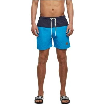Image de Urban Classics Homme Block Swim Shorts Boxer, Short de Bain pour Homme, Disponible dans Plus 20 Couleurs, Tailles XS 5XL, Nvy/Tur, 3XL