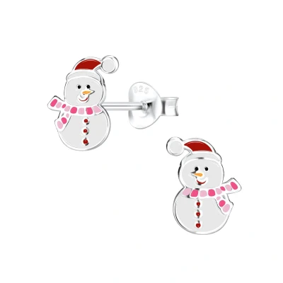 Afbeelding van Zilveren sneeuwman kinder oorstekers sneeuwpop oorknopjes kerst winter oorbellen Meisje Zilver Zilverana Sterling 925 Silver