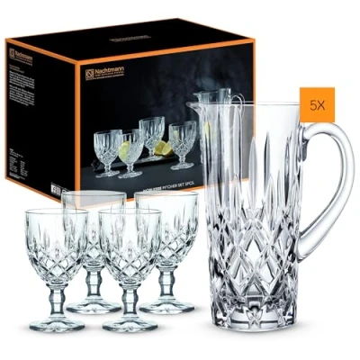 Afbeelding van Spiegelau &amp; Nachtmann, 5 delige set met 1 karaf (1190 ml) inclusief 4 wijnglazen (350 ml), kristalglas, Noblesse, 102387