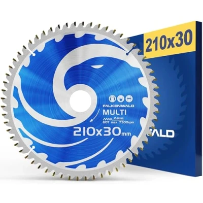 Afbeelding van FALKENWALD® cirkelzaagblad 210 x 30 mm (multi) voor hout, metaal, kunststof en aluminium geschikt als zaagblad cirkelzagen van Bosch Makita.