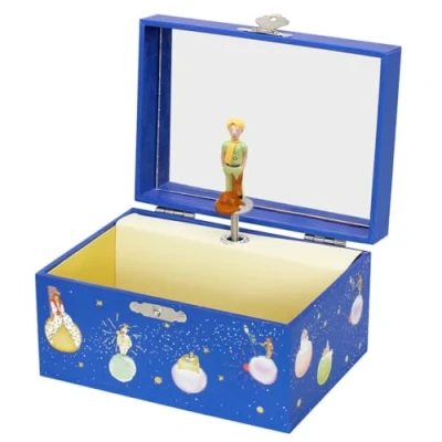 Afbeelding van TROUSSELIER de Kleine Prins Saint Exupéry Muzikale schatkist en juwelen Gloeiend Glow in the Night Muziek Little van Mozart Koningsblauwe kleur