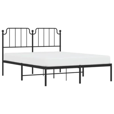 Afbeelding van Bedframe met hoofdbord metaal zwart 140x200 cm