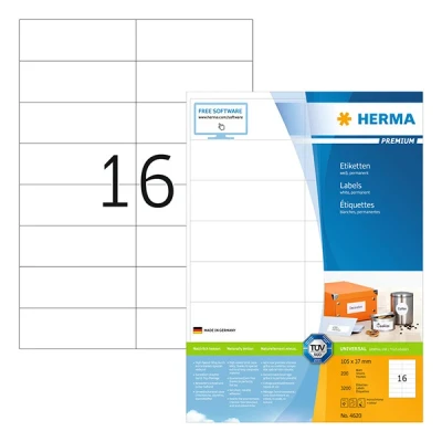Image de Herma Premium 4620 étiquettes adhésives permanentes A4 105 x 37 mm (3200 étiquettes) blanc