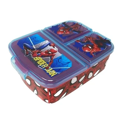 Afbeelding van Theonoi lunchbox voor kinderen, met vakken brooddoos onderlegger, kleuterschool, van kunststof, BPA vrij, Spiderman AU