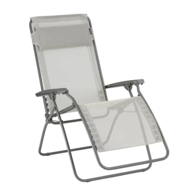 Image de Lafuma Mobilier Fauteuil Relax Zéro Gravité R CLIP Chaise Longue Pliante Terrasse et Jardin Toile Batyline Résistante Transat Multiposition, Tout Confort, Fabriqué en France Beige SEIGLE