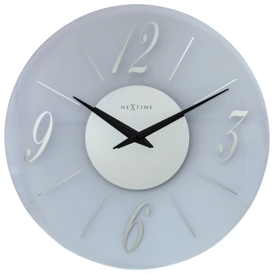 Afbeelding van Wandklok Nextime dia 43cm glas Frosted/Mirror Dali Round