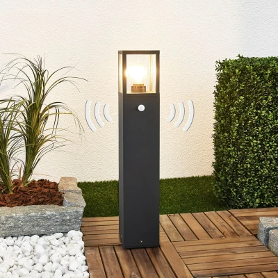 Afbeelding van Lucande Padverlichting, zuillampen 1licht drukgegoten aluminium, glas H: 65 cm E27 grafietgrijs, helder