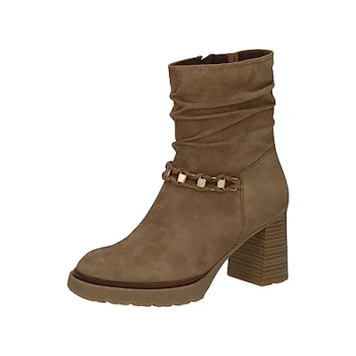 Afbeelding van Caprice Enkellaarsjes met plateauzool, Dames, Maat: 37, Olive suede Leer