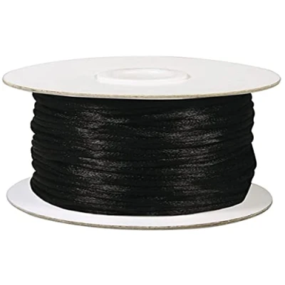 Afbeelding van Rayher Hobby 5137501 satijnen koord 2 mm diameter 50 m zwart gevlochten sieradenkoord draad