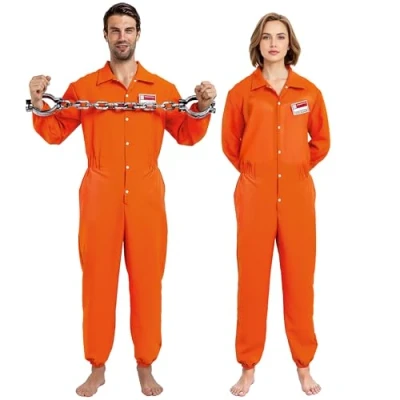 Afbeelding van Spooktacular Creations Oranje gevangene pak met naamplaatje