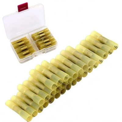 Afbeelding van CESFONJER waterdichte kabelverbinders, geel, krimpverbinders, kabelschoenen, knelverbinders, 12 10AWG, set van 30 stuks