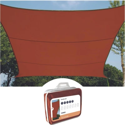Afbeelding van Perel Schaduwdoek, waterafstotend, 3.6 x m, 160 g/m², polyester, vierkant, terracotta