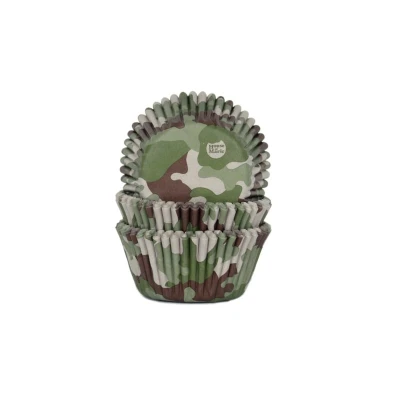 Afbeelding van Cupcake Cups HoM Camouflage Groen 50x33mm. 50st.
