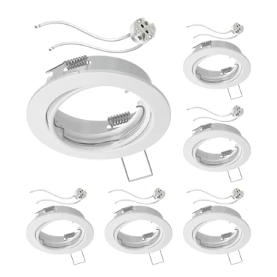 Afbeelding van ledscom.de 6 plafondinbouwframes FERE inbouwframe mat wit draaibaar (LED/halogeen/MR16/50 mm) incl. GU5.3 fitting