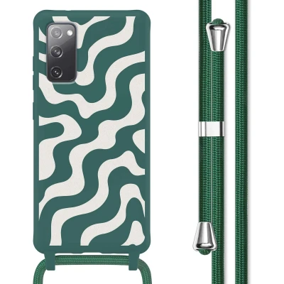 Afbeelding van imoshion hoesje Geschikt voor Samsung Galaxy S20 FE met koord Siliconen design Meerkleurig / Petrol Green Groovy