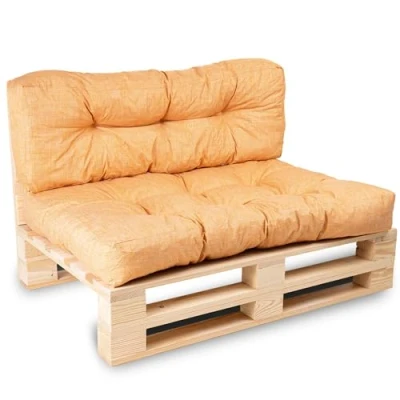 Afbeelding van Palletkussens/matras, bank, fauteuil, zitting voor europallets, en rugleuning, gemaakt in Frankrijk (oranje, set 1 rugleuning 120 x 40 cm + 80 cm)