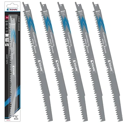Afbeelding van EZARC 5 stuks reciprozaagbladen voor hout, accessoires reciprozaag, R1231GS snelle sneden 300 mm, 5TPI