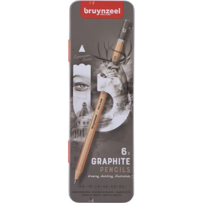 Afbeelding van Potloden Bruynzeel Expression 6 hardheden in blik