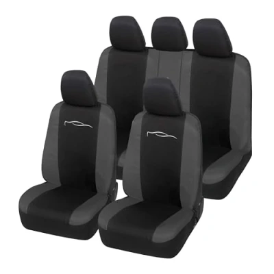 Afbeelding van Auto Accessori Lupex Universele autostoelhoes, model Racing, voor en achterbank, polykatoen (zwart grijs)