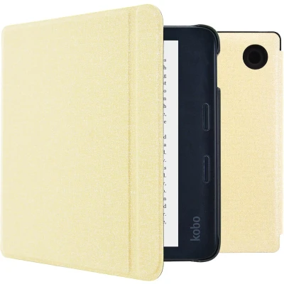 Afbeelding van iMoshion Ereader Cover / Hoesje Geschikt voor Kobo Libra 2 Tolino Vision 6 Canvas Sleepcover Bookcase met stand Goud Glitter