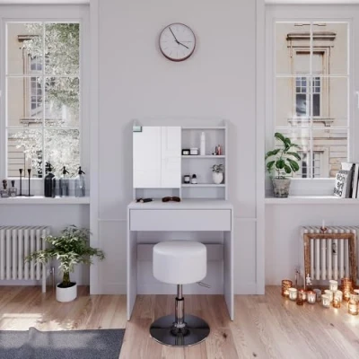 Afbeelding van Vicco Kaptafel Laura, Wit, 70 cm met krukje
