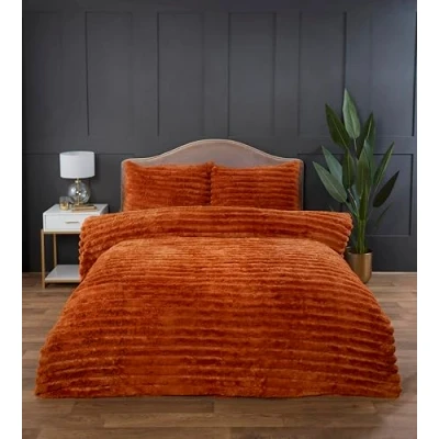 Afbeelding van Rabbit Faux Fur dekbedovertrek Oranje eenpersoons 135 x 200 cm + 50 75