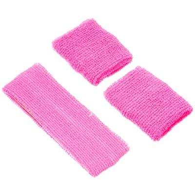 Afbeelding van Boland 3 Zweetbandjes neon roze Roze,Neon Één maat Volwassenen Unisex 80&#039;s &amp; 90&#039;s Disco Sport