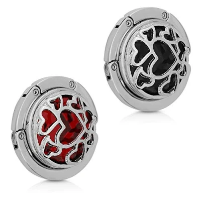 Afbeelding van kwmobile Tassenhaken voor tafel Set van 2 Draagbare tashangers Opvouwbare tassenhangers Met leuk design In zwart / rood zilver