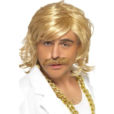 Afbeelding van Dressing Up &amp; Costumes Superhero Game Show Host Kit, Wig And Tash