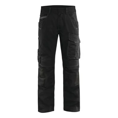 Image de Pantalon services stretch noir/gris foncé, boutons cachés