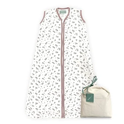 Afbeelding van molis&amp;co babyslaapzak 0,5 tog, 0 6 maanden, ideaal voor zomermaanden, Bloom Pink, 100% biologisch katoen (GOTS)