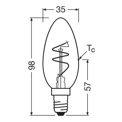 Afbeelding van Osram Vintage 1906 LED Classic Slim E14 Kaars Filament Goud 3.5W 300lm 922 Zeer Warm Wit Beste Kleurweergave Dimbaar Vervangt 25W