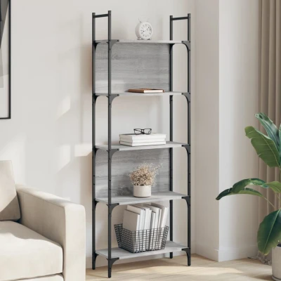 Afbeelding van Boekenkast 5 laags 60,5x24x166,5 cm bewerkt hout grijs sonoma