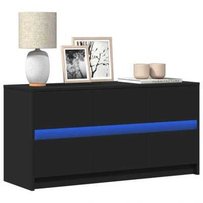 Afbeelding van Tv meubel met LED 100x34x50 cm bewerkt hout zwart