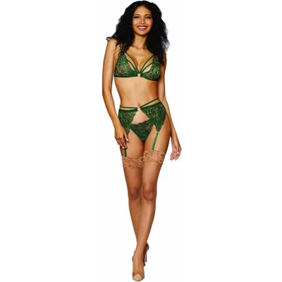 Afbeelding van Dreamgirl (All) 3 Delige Set van Metallic Kant voor Dames One Size green OS