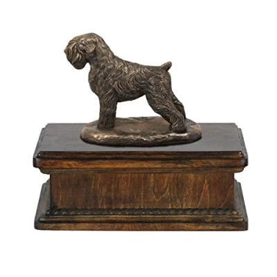 Afbeelding van Elegante urn hond voor hondenas met beeldje van Zwarte Russische Terrier