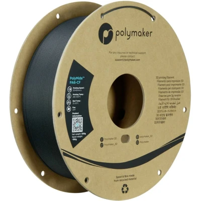 Afbeelding van Polymaker PG03001 Filament PA6 CF Chemisch bestendig, Hoge treksterkte, Koolstofvezelversterkt 1.75 mm 500 g Zwart PolyMide™ 1 stuk(s)
