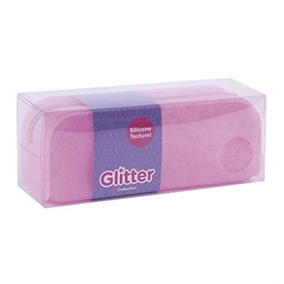 Afbeelding van APLI 18951 Pennenetui van siliconen met glitter, collectie fuchsia, schooltas